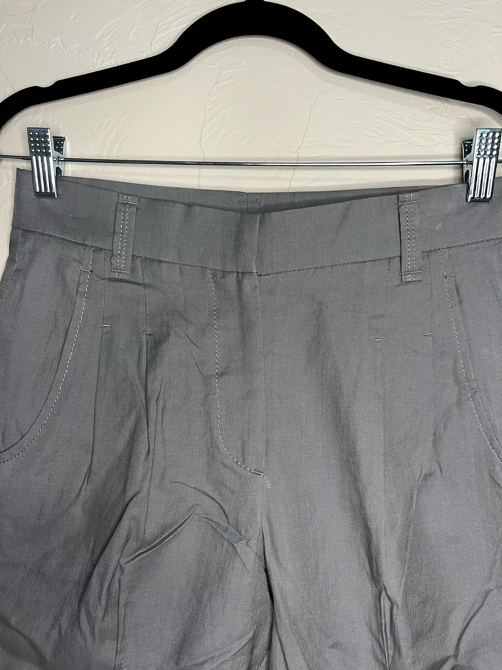 Brunello Cucinelli Cotton Silk‎ Pleated High Rise Luxury Tailored Gray Shorts